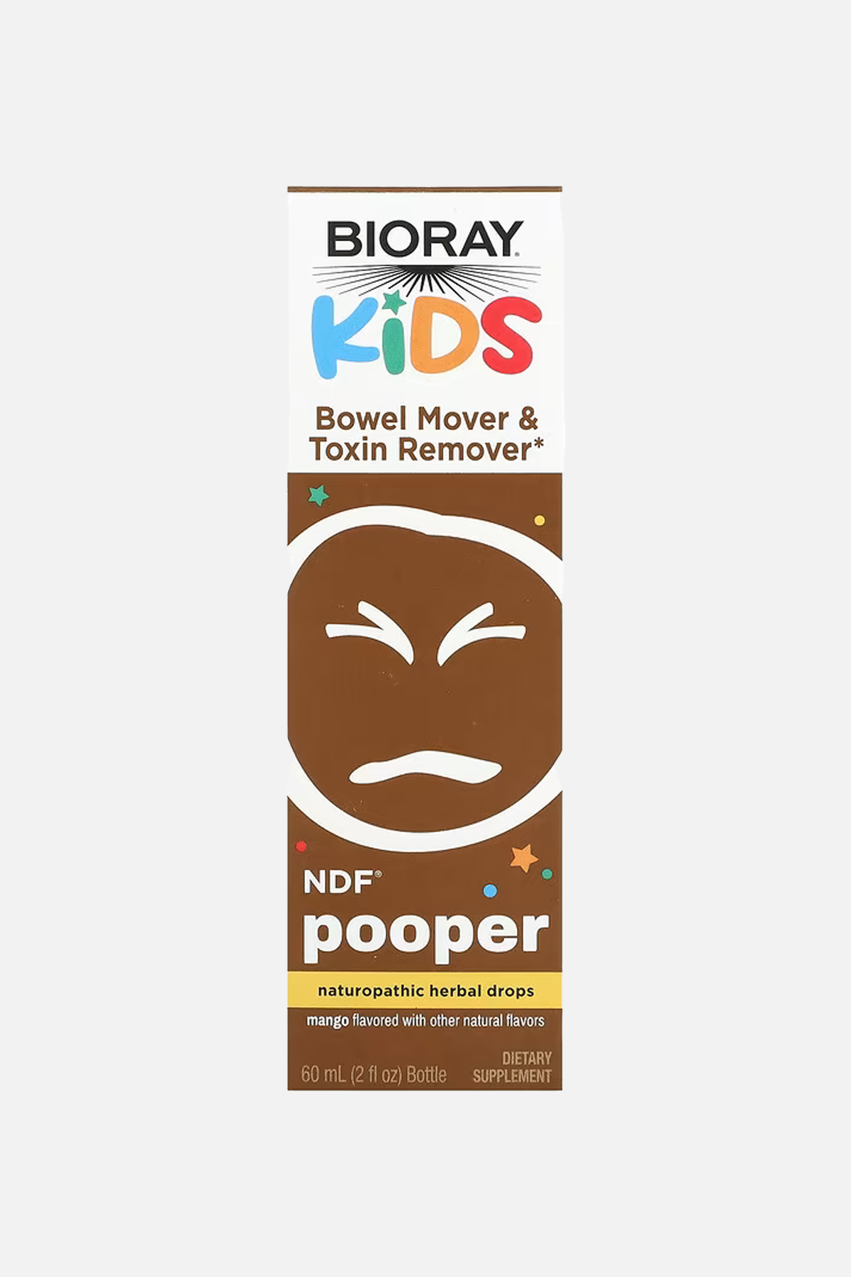 Bioray, Kids, NDF Pooper, Bağırsak Hareketlerini Düzenleyici ve Toksin Giderici, Mango, 60 ml (2 fl oz)